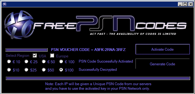 PSN Code Generator Online